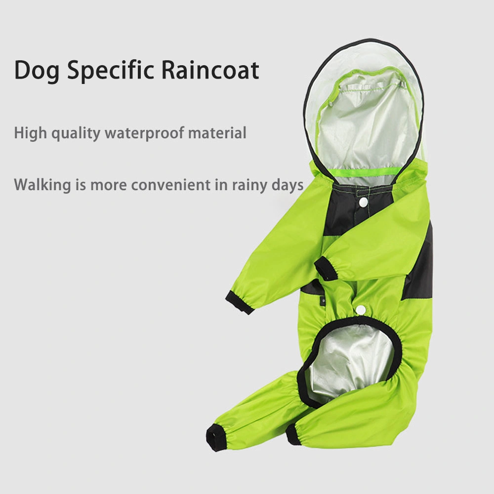 Wholesale Custom Waterproof Large Dog Rain Coat Jacket Reflective Adjustable Pet Dog Raincoat with Hood
