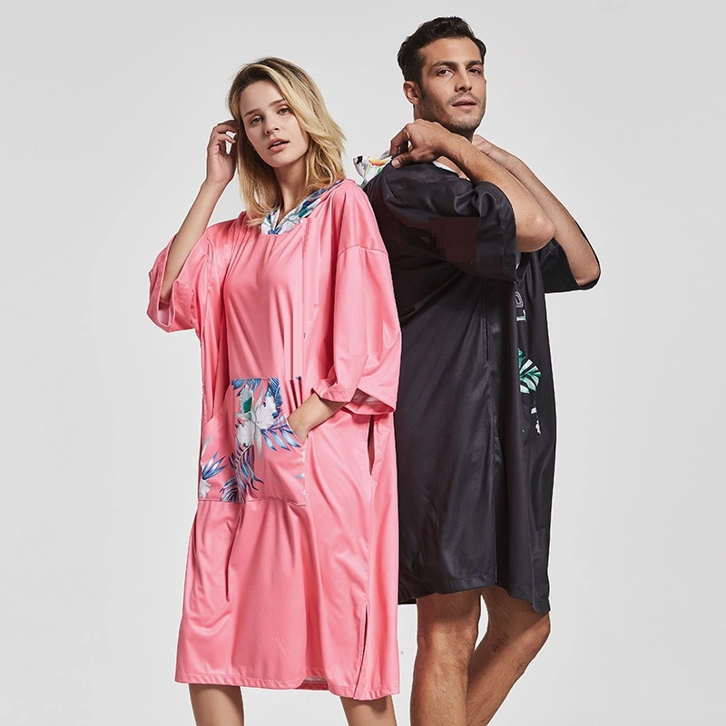 Changing Towel Microfiber Surf Robe Quick Dry Hooded Poncho Beach Sunscreen Cloak