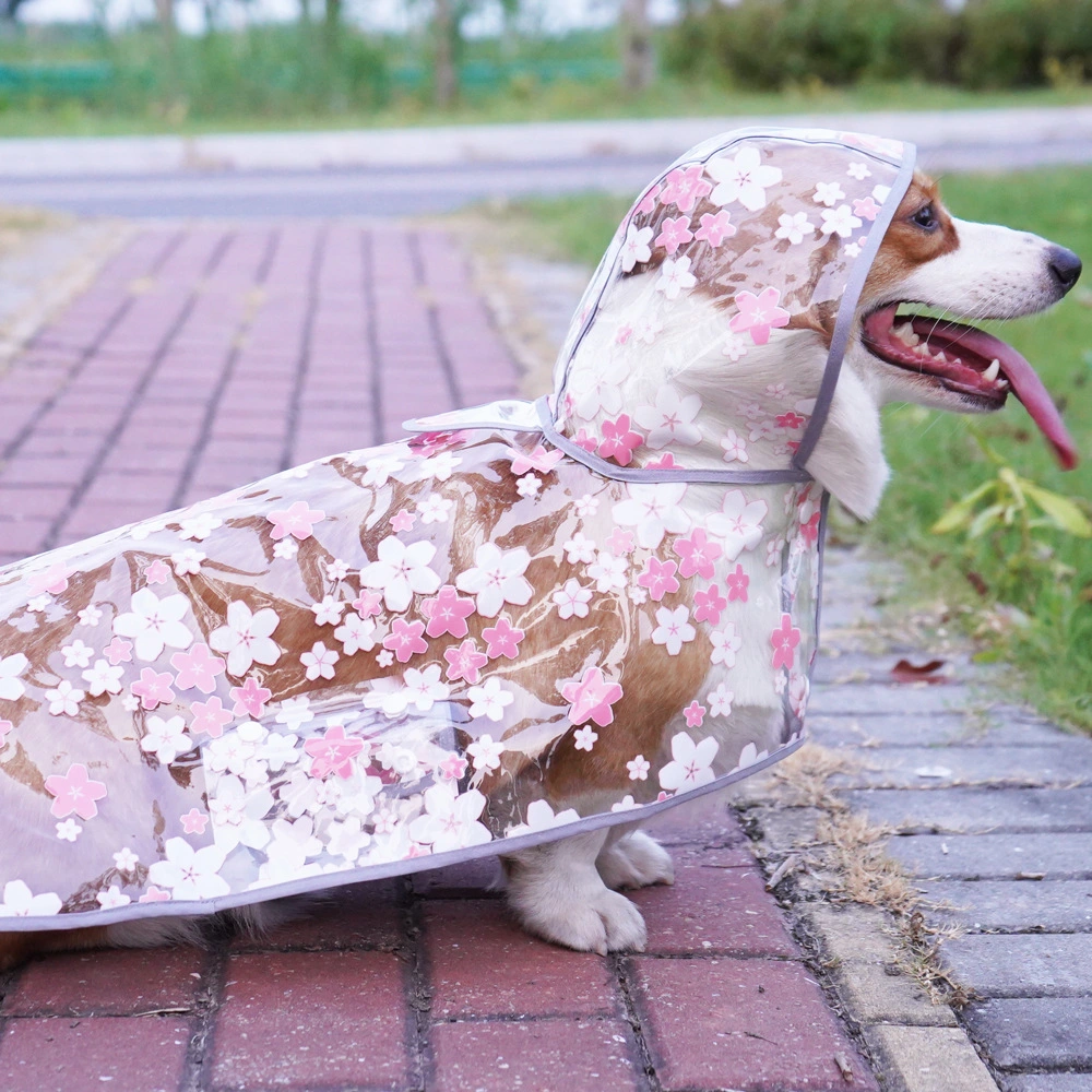 Design Waterproof Pet Products Flower Printing Dog Transparent Raincoat