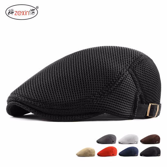 British Simple Style Cotton Fashionable Retro Warm Summer Autumn Winter Men Solid Colour Beret Newsboy Hat
