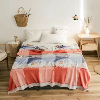 Home Textile Printed Solid Jacquard Knit Sherpa Throw Bed Coral Fleece Blanket