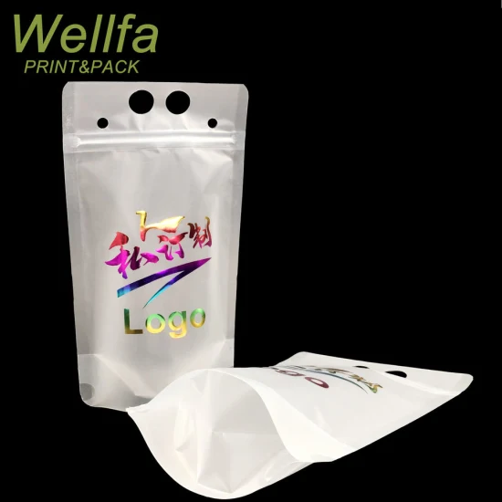 OEM Bolsas Resellables Custom Disposable Transparent Juice Liquid Refill Plastic Packaging Zipper Drink Pouches Bags with Straw